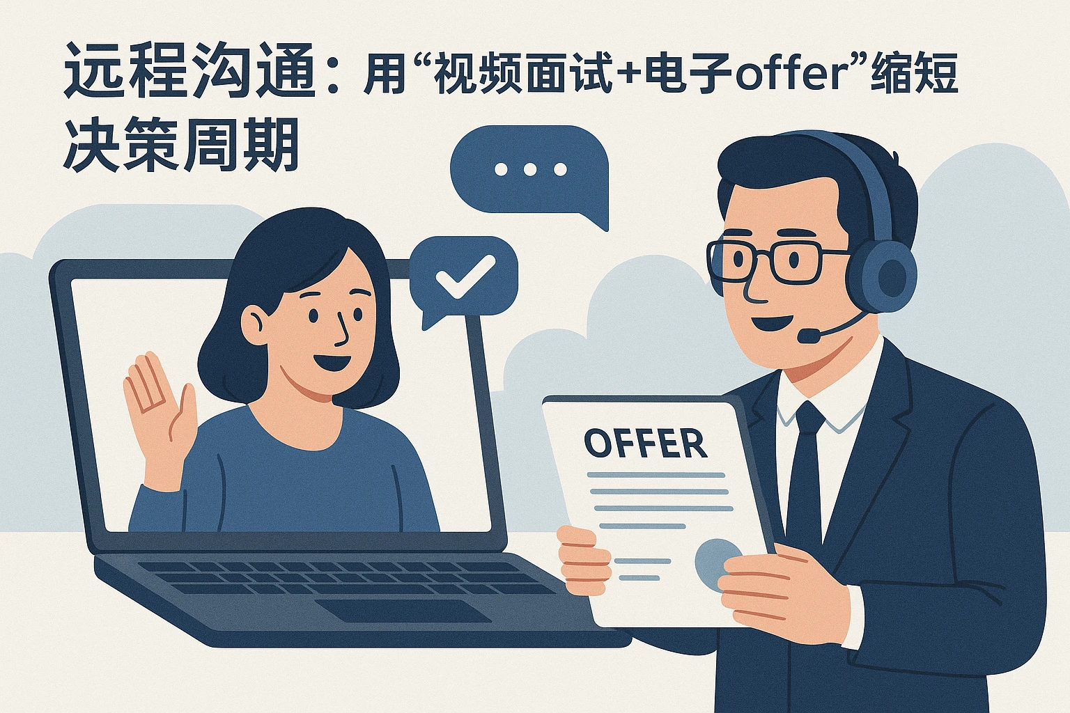 2. 远程沟通：用“视频面试+电子offer”缩短决策周期