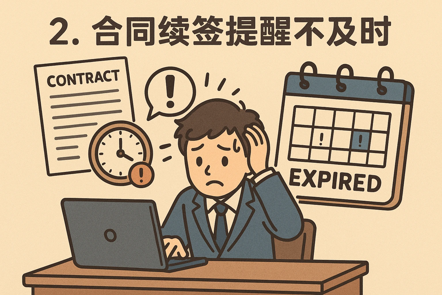 2. 合同续签提醒不及时