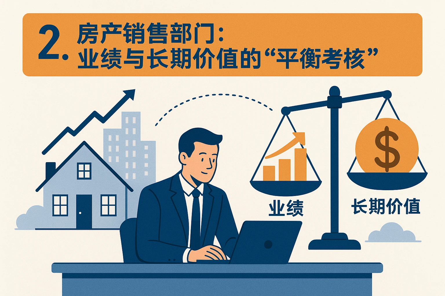 2. 房产销售部门：业绩与长期价值的“平衡考核”