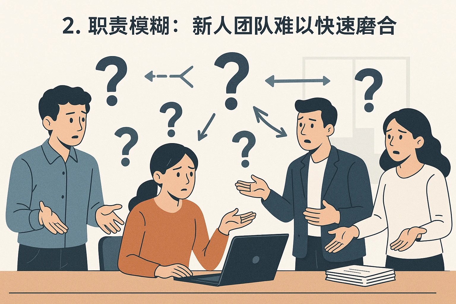 2. 职责模糊：新人团队难以快速磨合