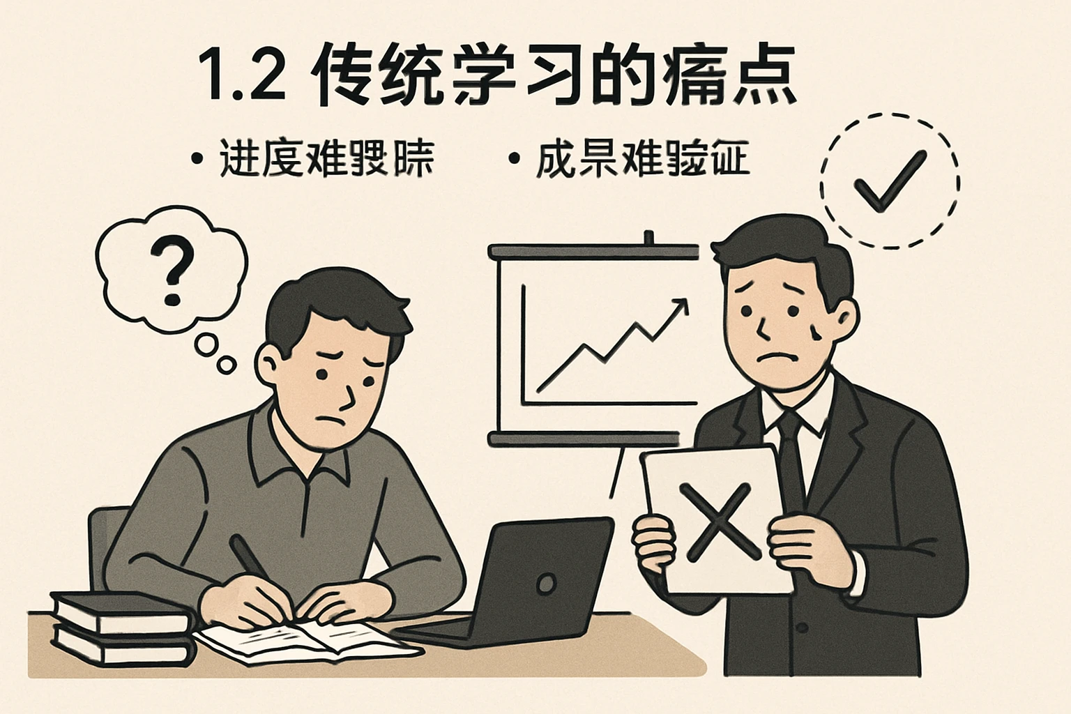 1.2 传统学习的痛点：进度难跟踪，成果难验证