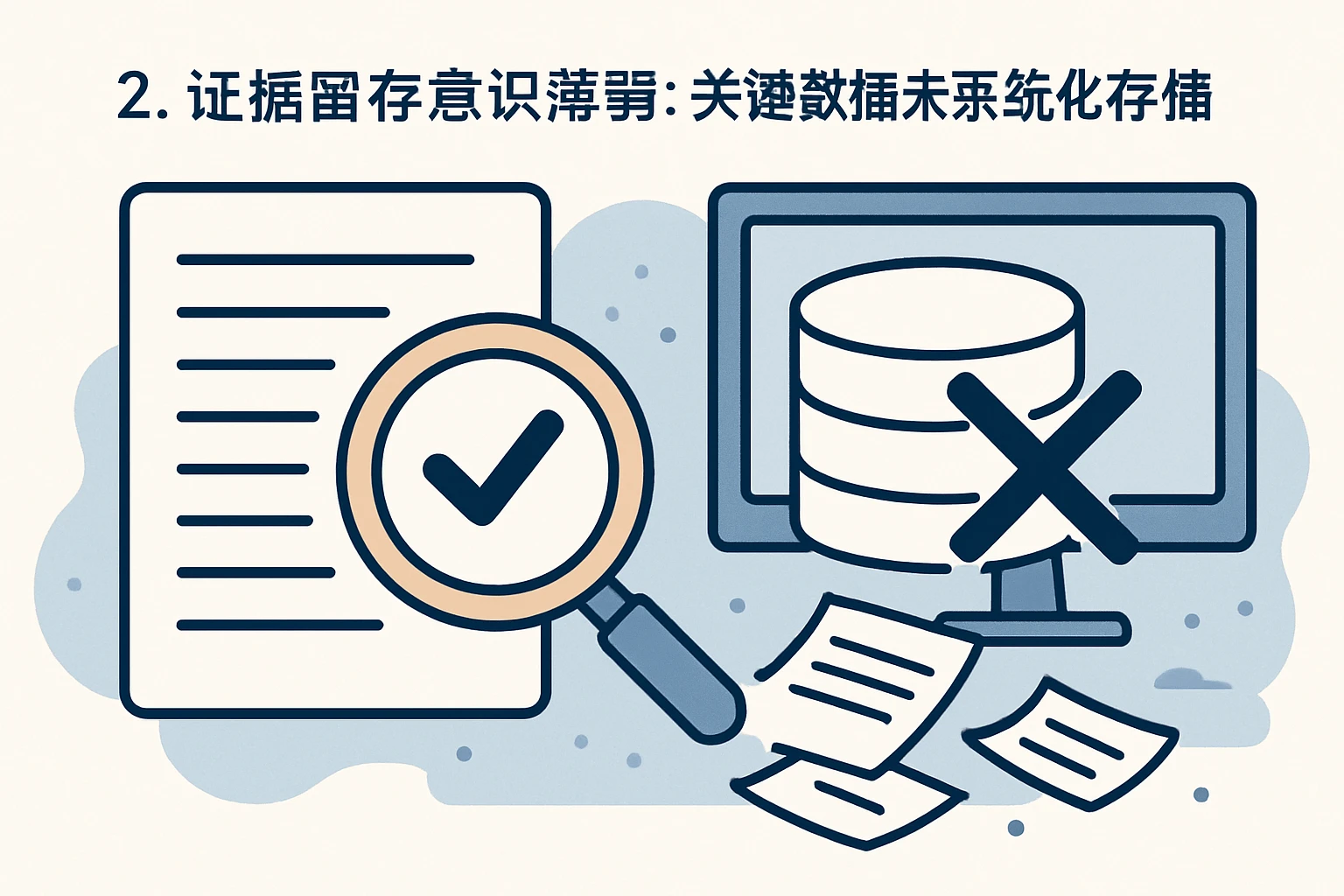 2. 证据留存意识薄弱：关键数据未系统化存储