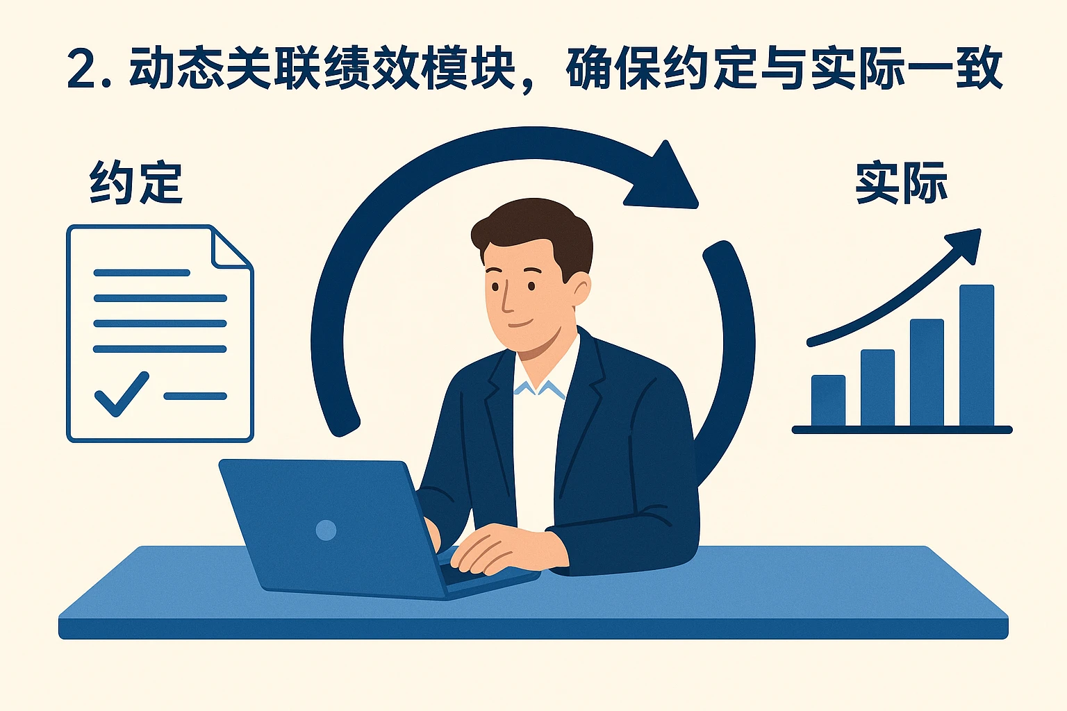 2. 动态关联绩效模块，确保约定与实际一致