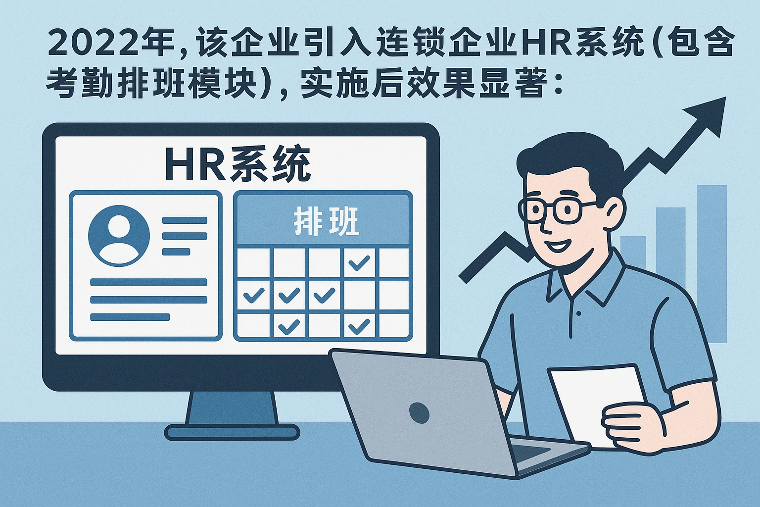 2022年，该企业引入连锁企业HR系统（包含考勤排班模块），实施后效果显著：