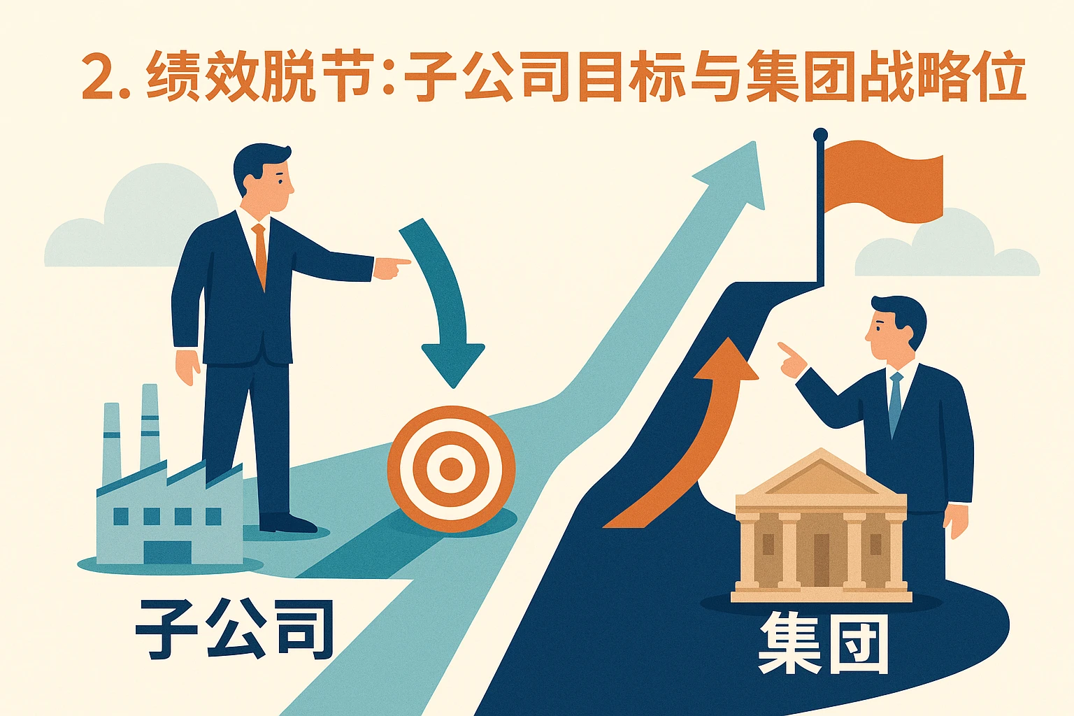2. 绩效脱节：子公司目标与集团战略错位