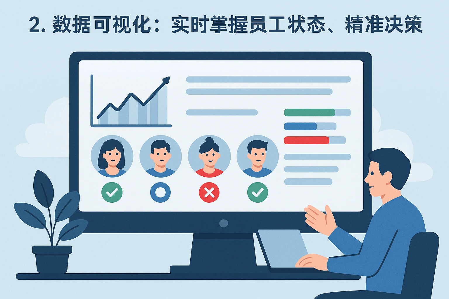 2. 数据可视化：实时掌握员工状态，精准决策