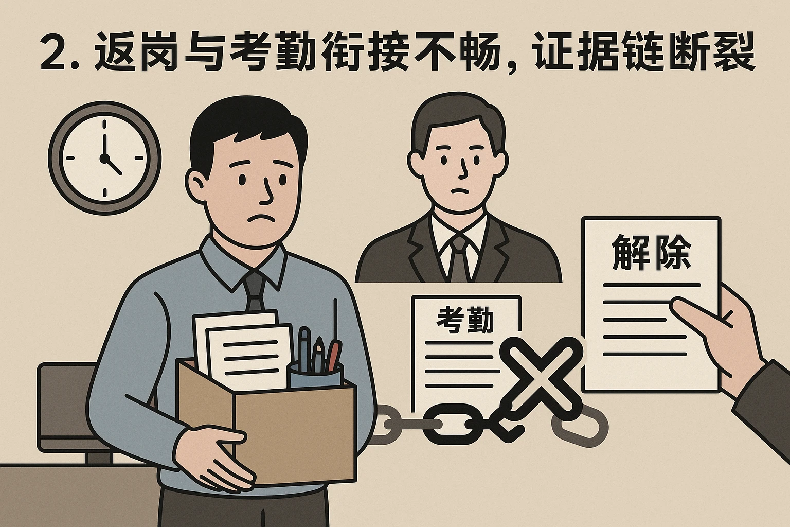 2. 返岗与考勤衔接不畅，证据链断裂导致解除无依据
