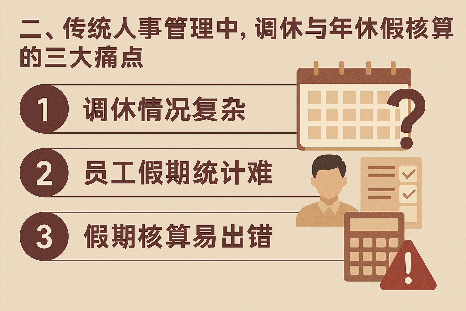 二、传统人事管理中，调休与年休假核算的三大痛点