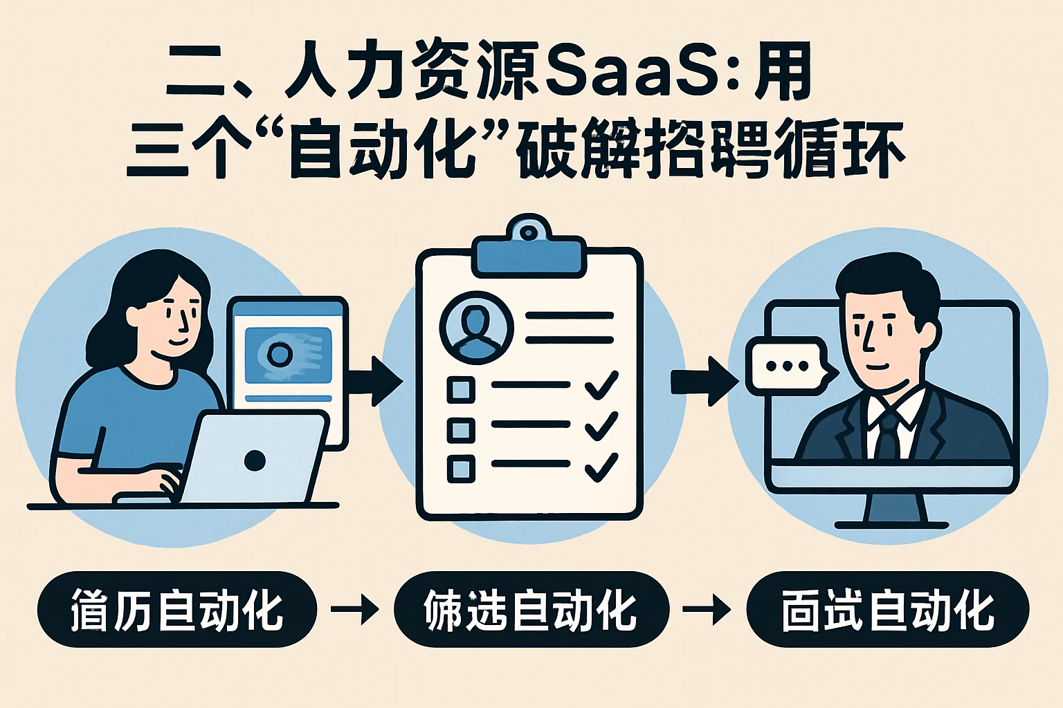 二、人力资源SaaS：用三个“自动化”破解招聘循环