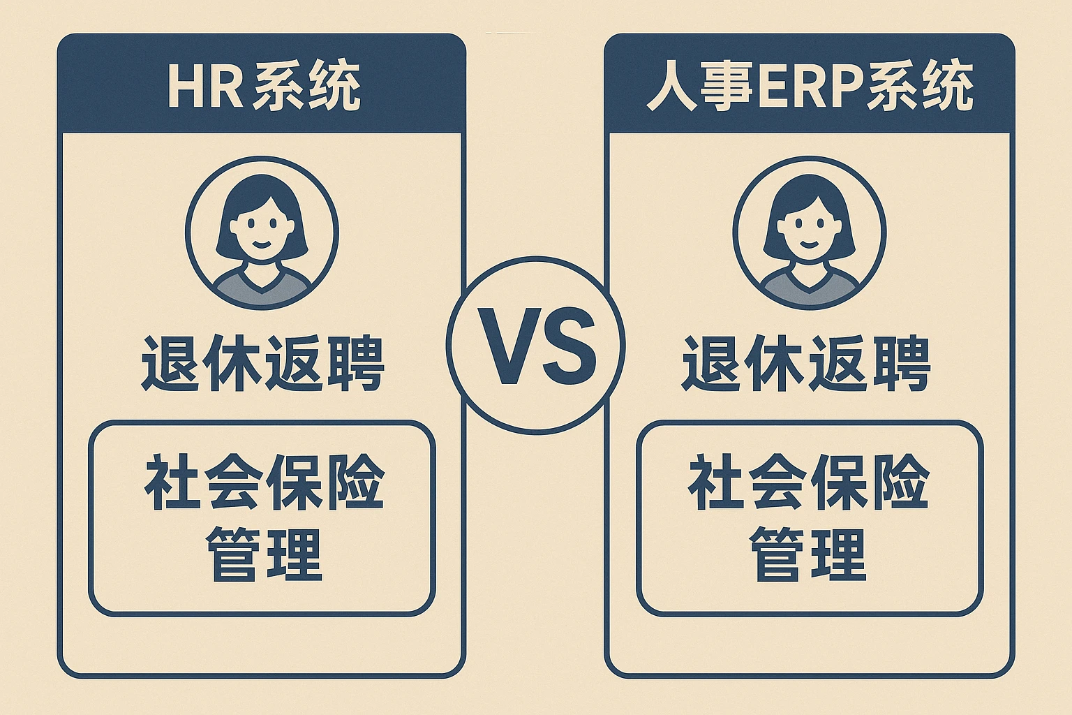 HR系统与人事ERP系统对比：以女性员工退休返聘及社会保险管理为核心的人事系统应用