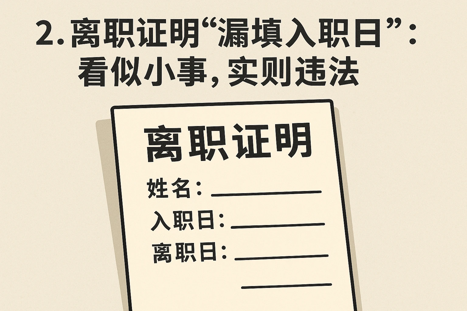 2. 离职证明“漏填入职日”：看似小事，实则违法
