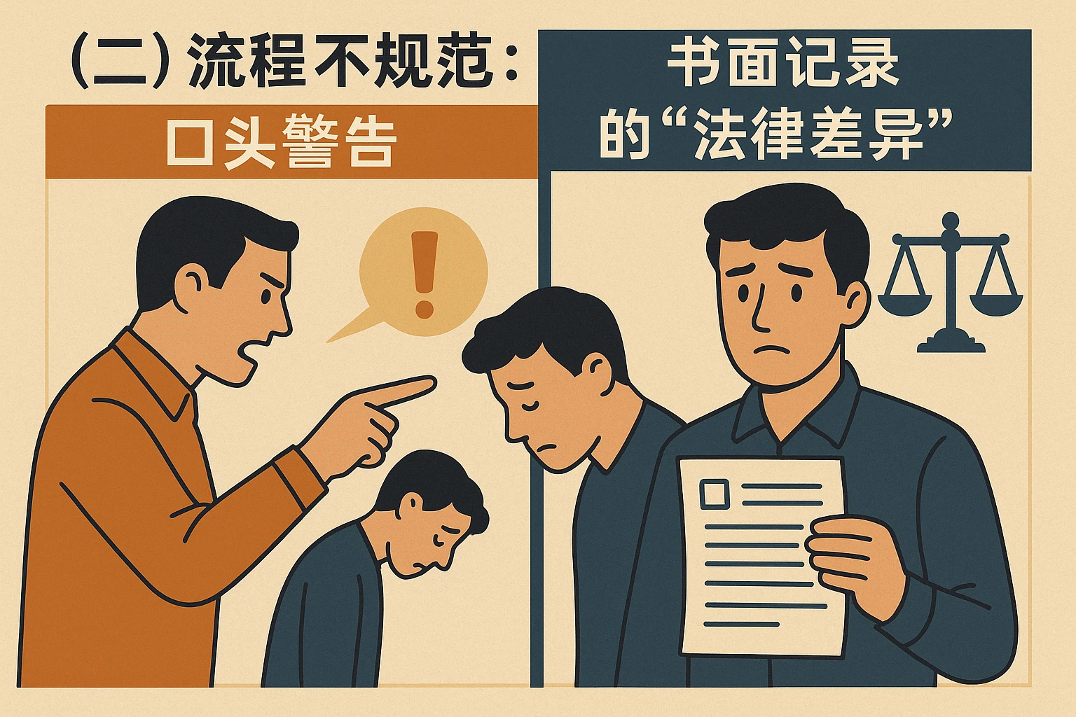 （二）流程不规范：口头警告vs书面记录的“法律差异”