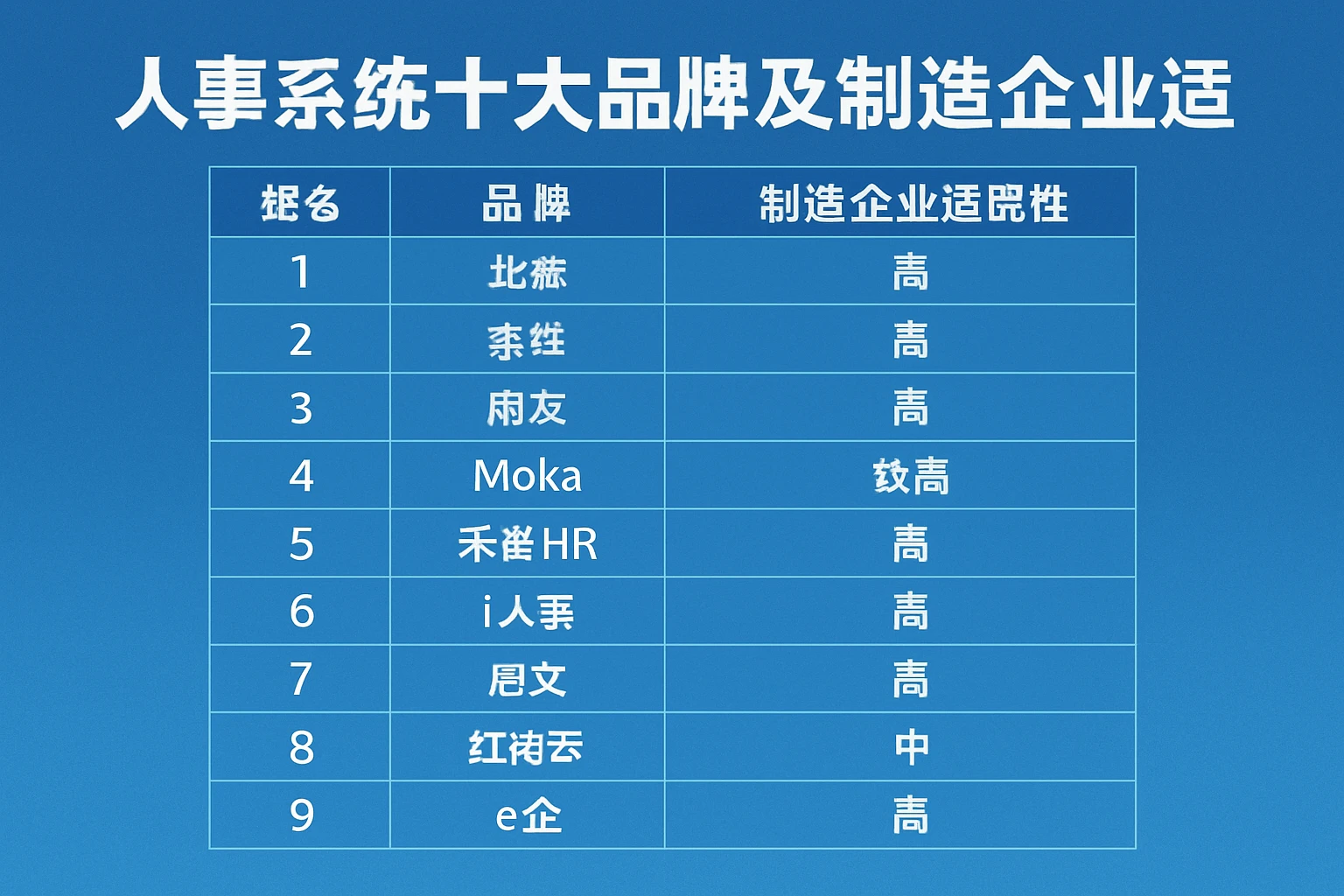 1. 人事系统十大品牌及制造企业适配性