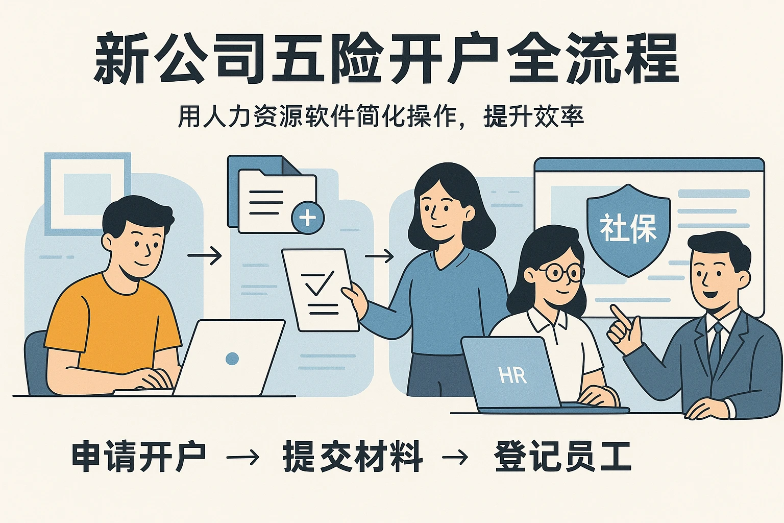 新公司五险开户全流程：用人力资源软件简化操作，提升效率