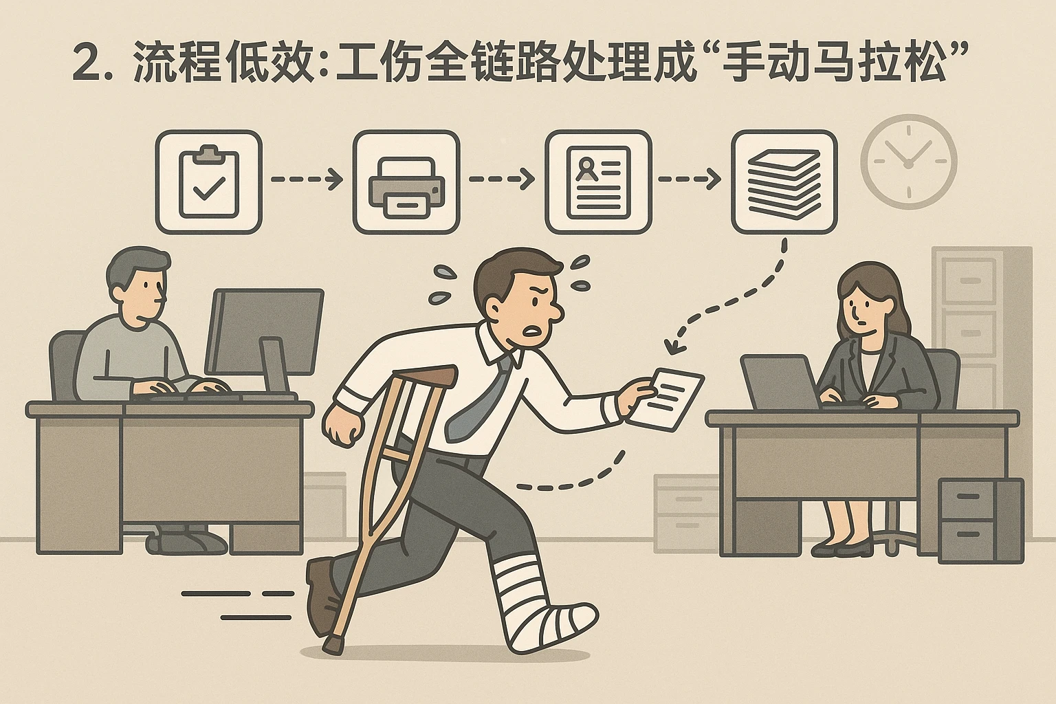 2. 流程低效：工伤全链路处理成