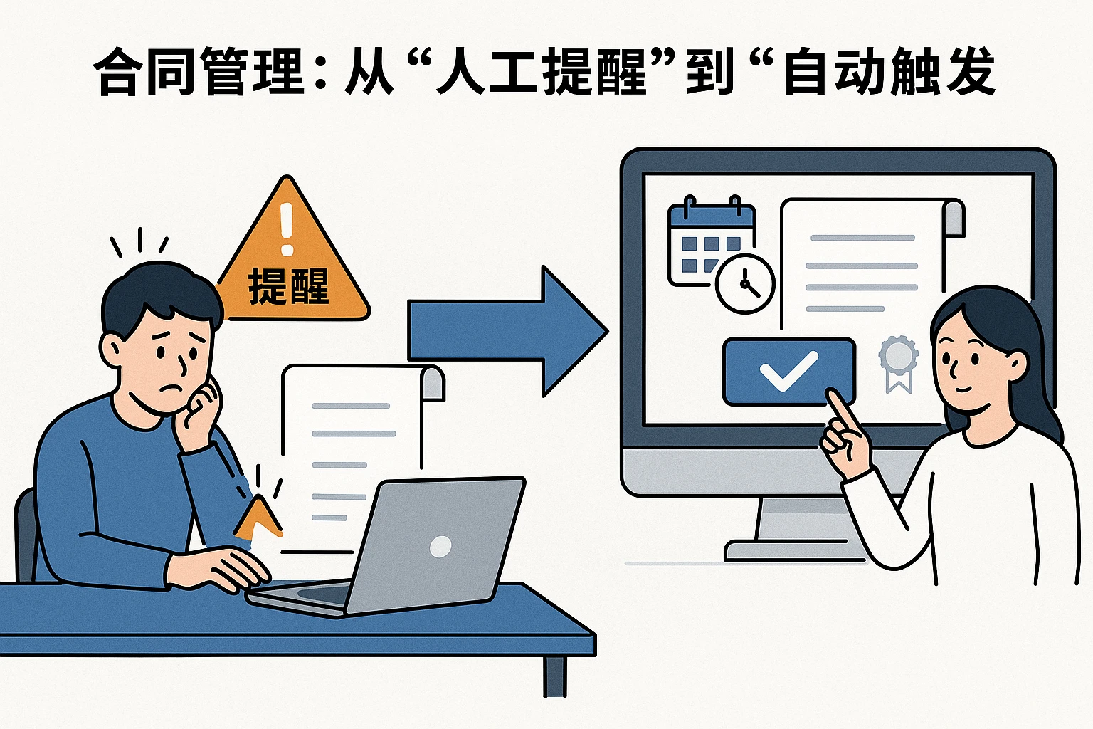 1. 合同管理：从“人工提醒”到“自动触发”