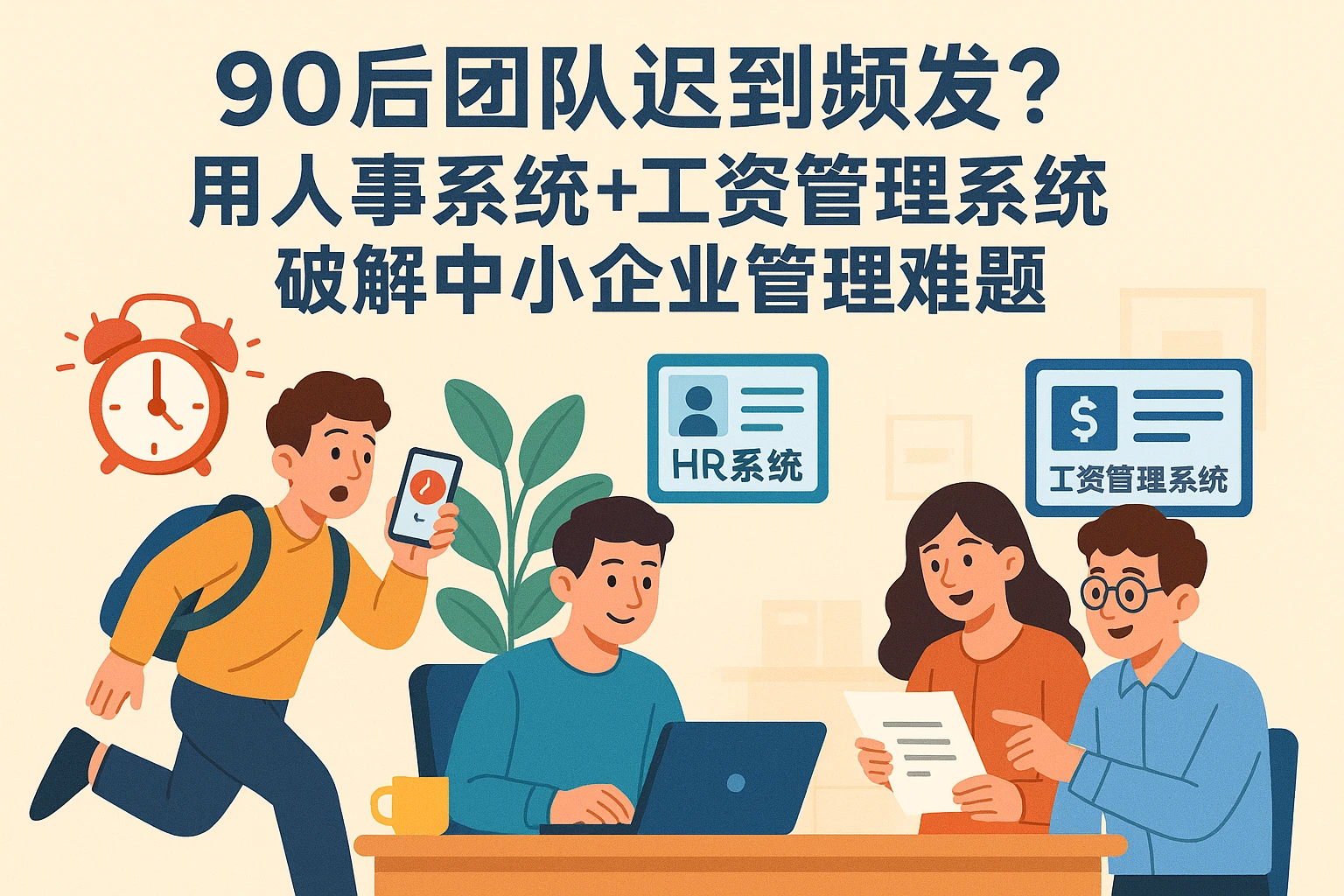 90后团队迟到频发？用人事系统+工资管理系统破解中小企业管理难题