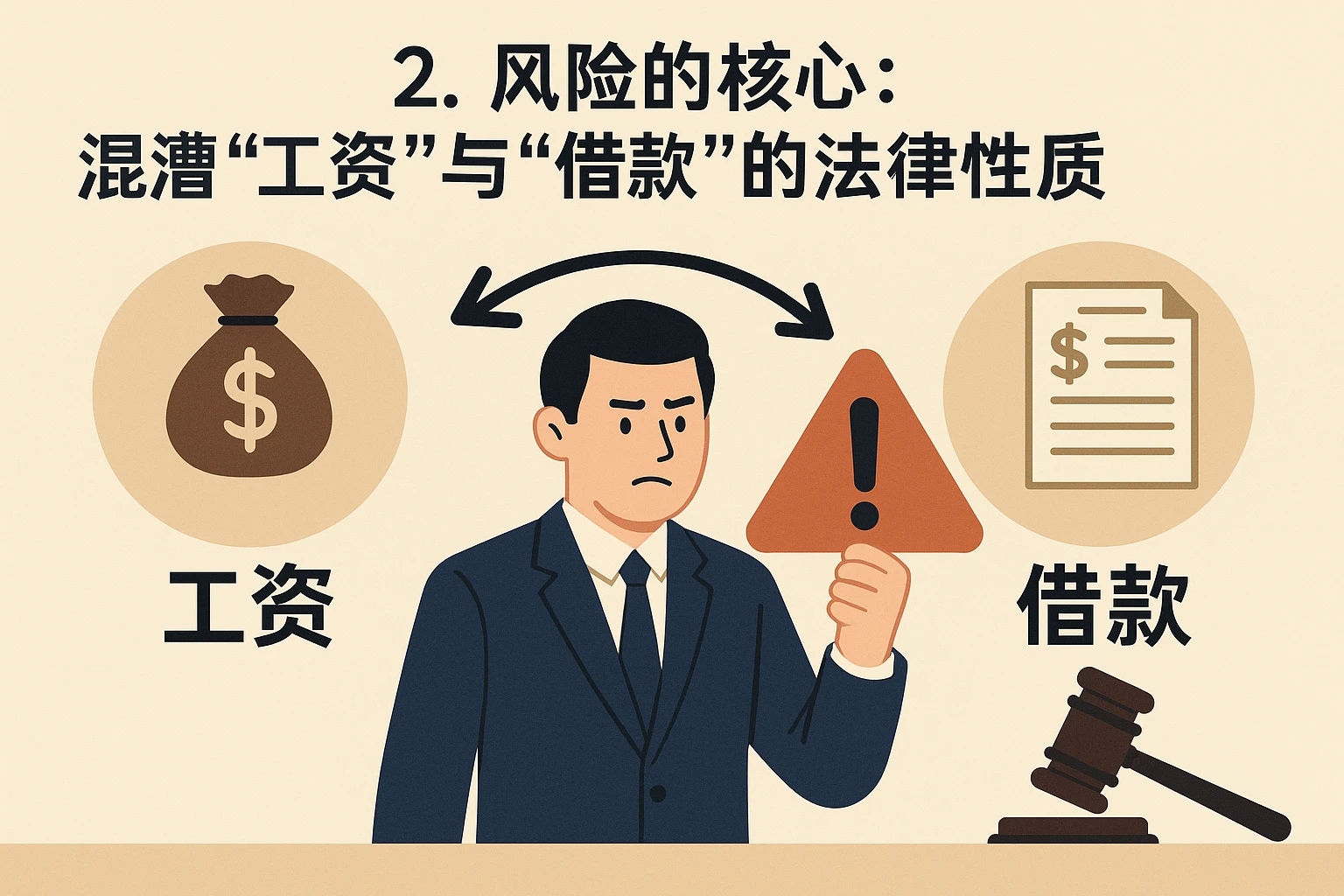 2. 风险的核心：混淆“工资”与“借款”的法律性质