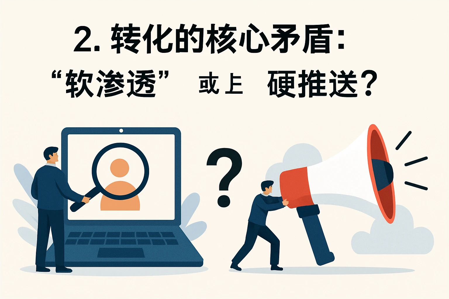2. 转化的核心矛盾：“软渗透”还是“硬推送”？