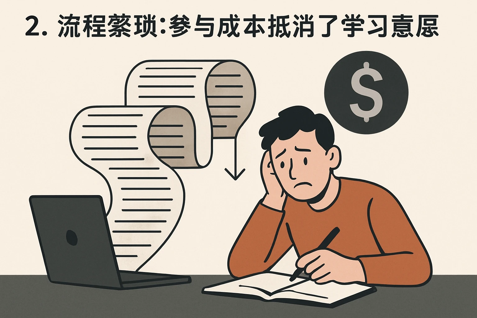 2. 流程繁琐：参与成本抵消了学习意愿