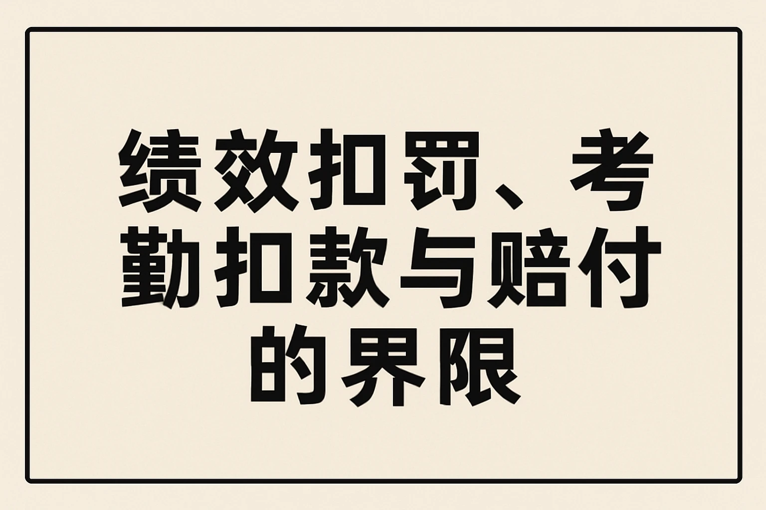 2. 绩效扣罚、考勤扣款与赔付的界限