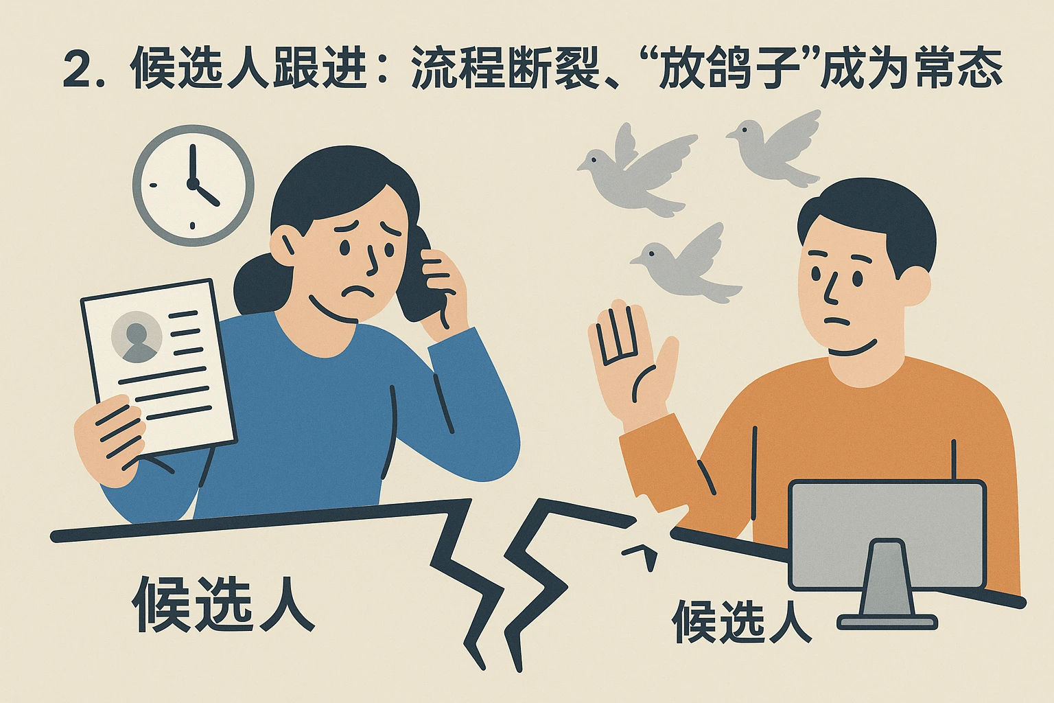2. 候选人跟进：流程断裂，“放鸽子”成为常态