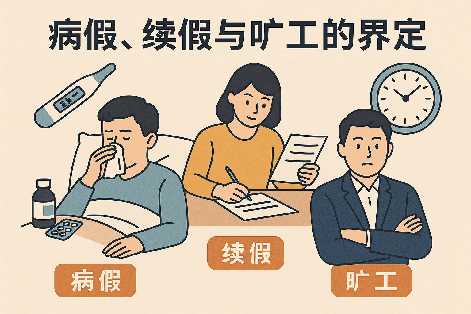 病假、续假与旷工的界定
