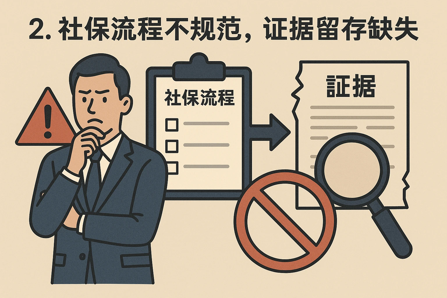 2. 社保流程不规范，证据留存缺失