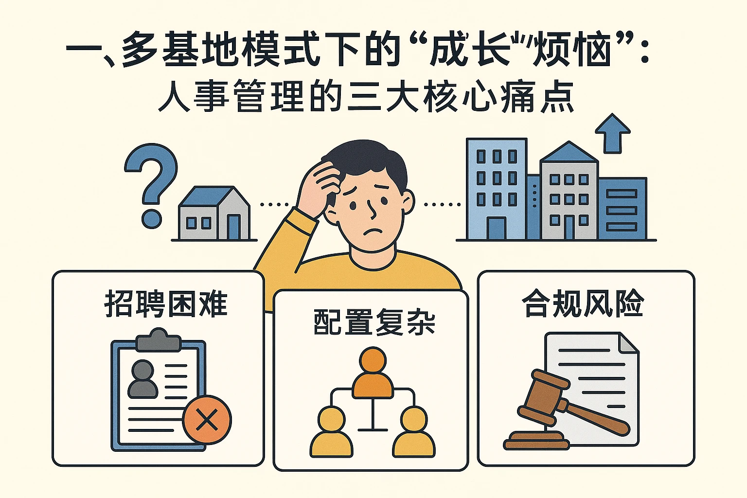 一、多基地模式下的“成长烦恼”：人事管理的三大核心痛点