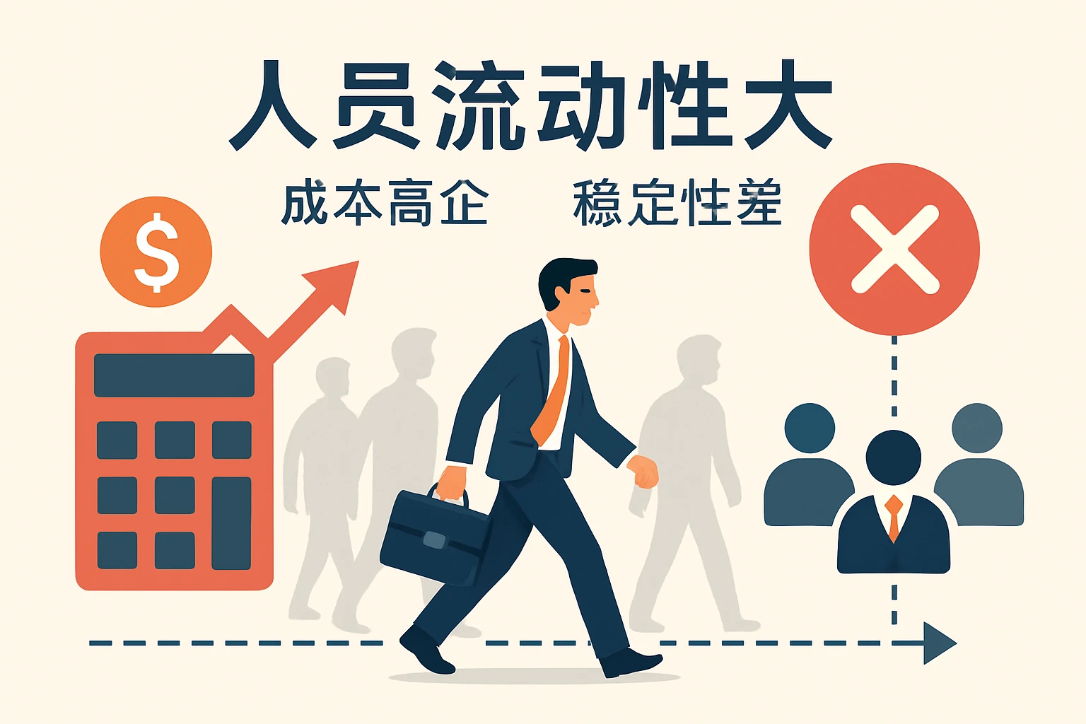2. 人员流动性大：成本高企，稳定性差