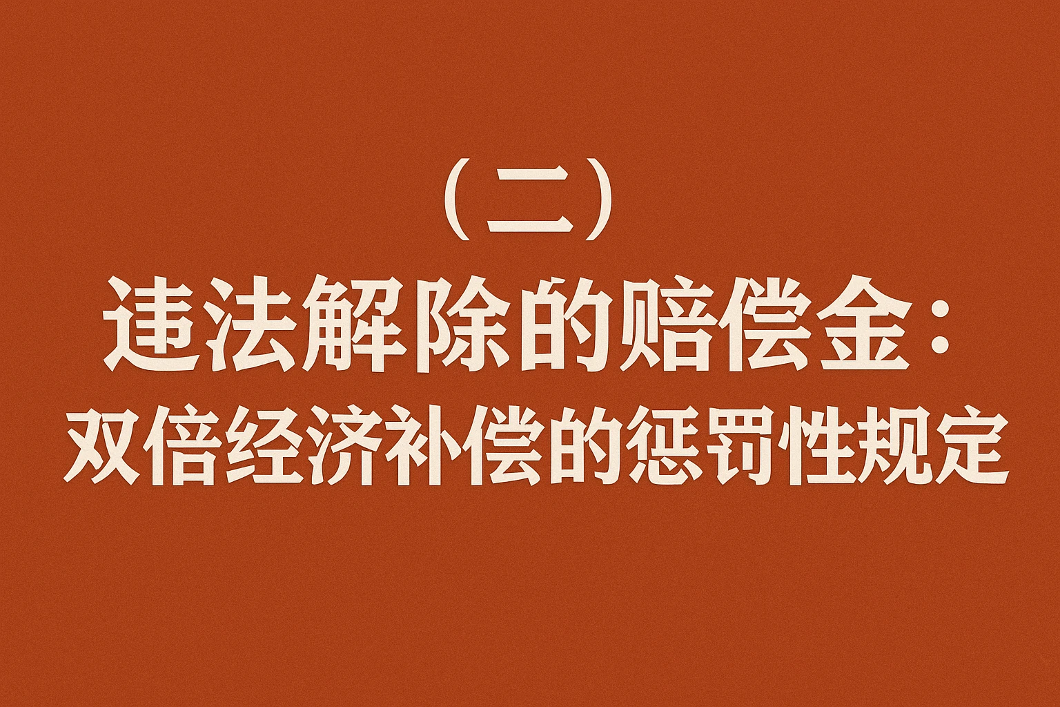 （二）违法解除的赔偿金：双倍经济补偿的惩罚性规定