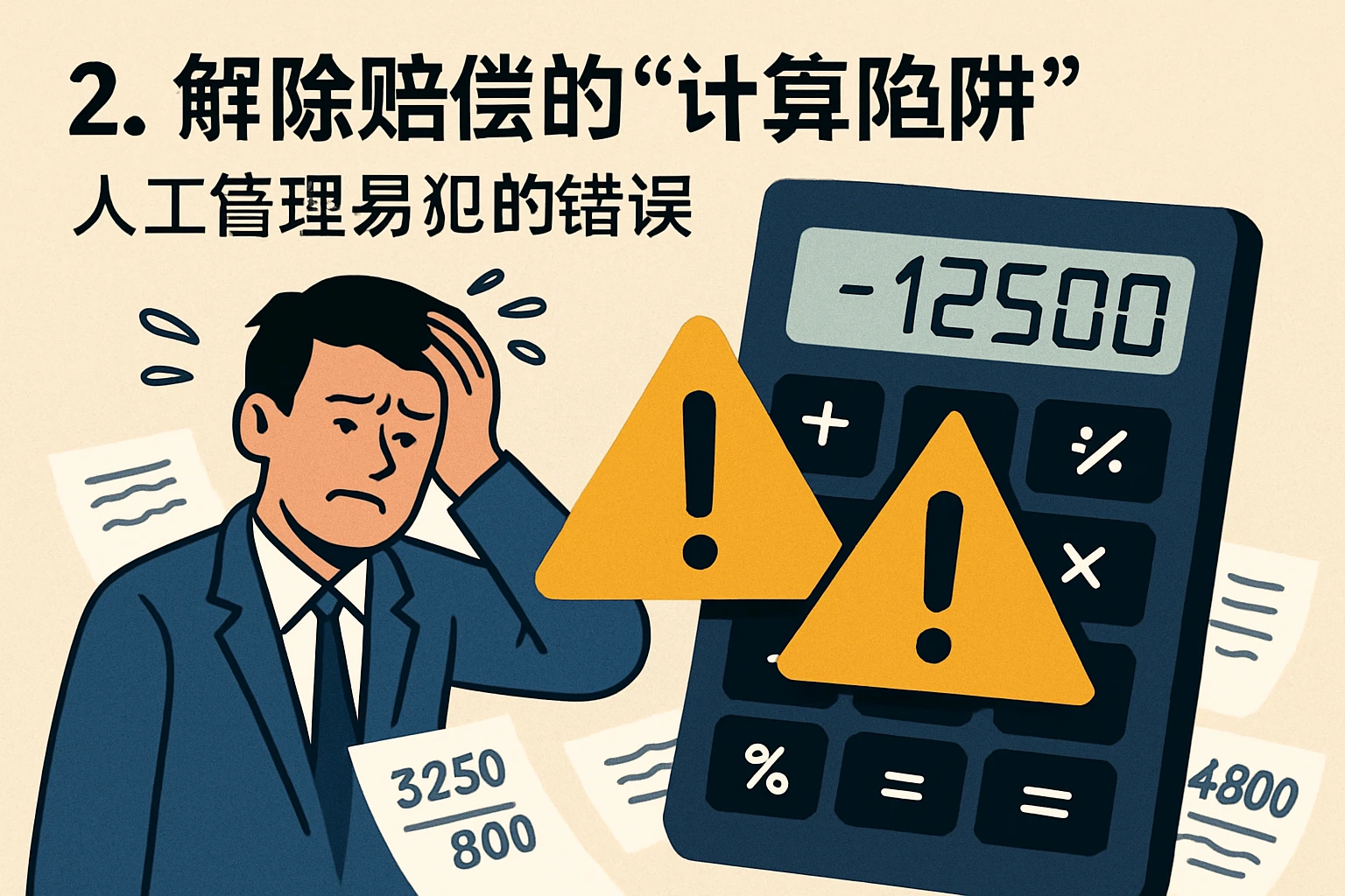 2. 解除赔偿的“计算陷阱”：人工管理易犯的错误