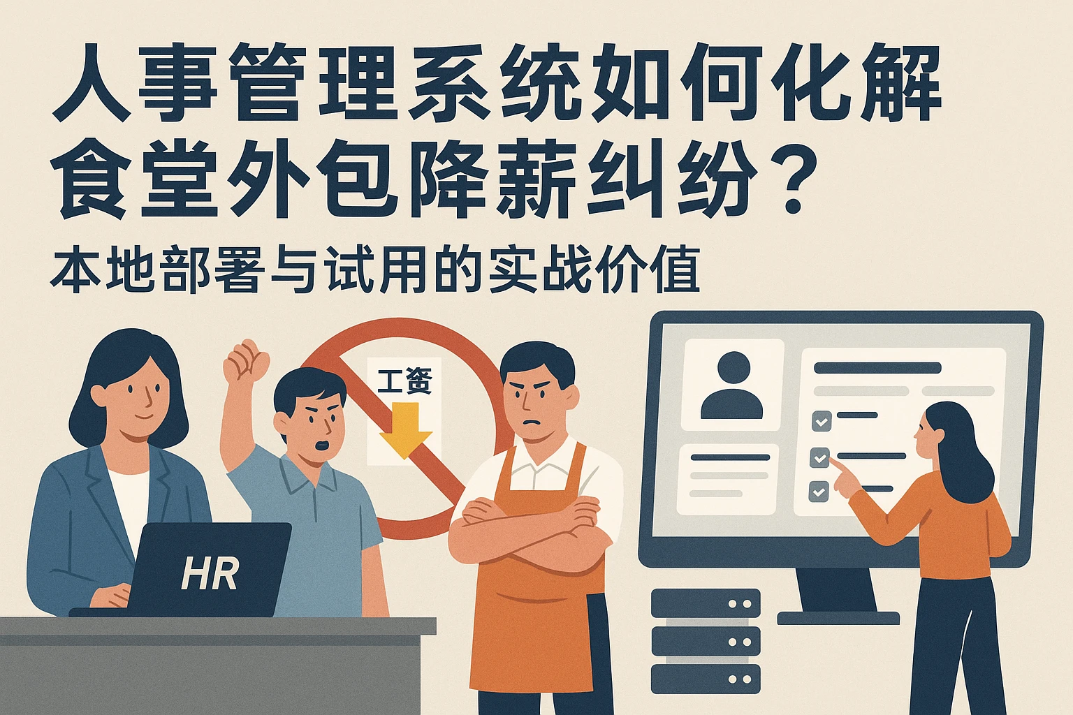 人事管理系统如何化解食堂外包降薪纠纷？本地部署与试用的实战价值