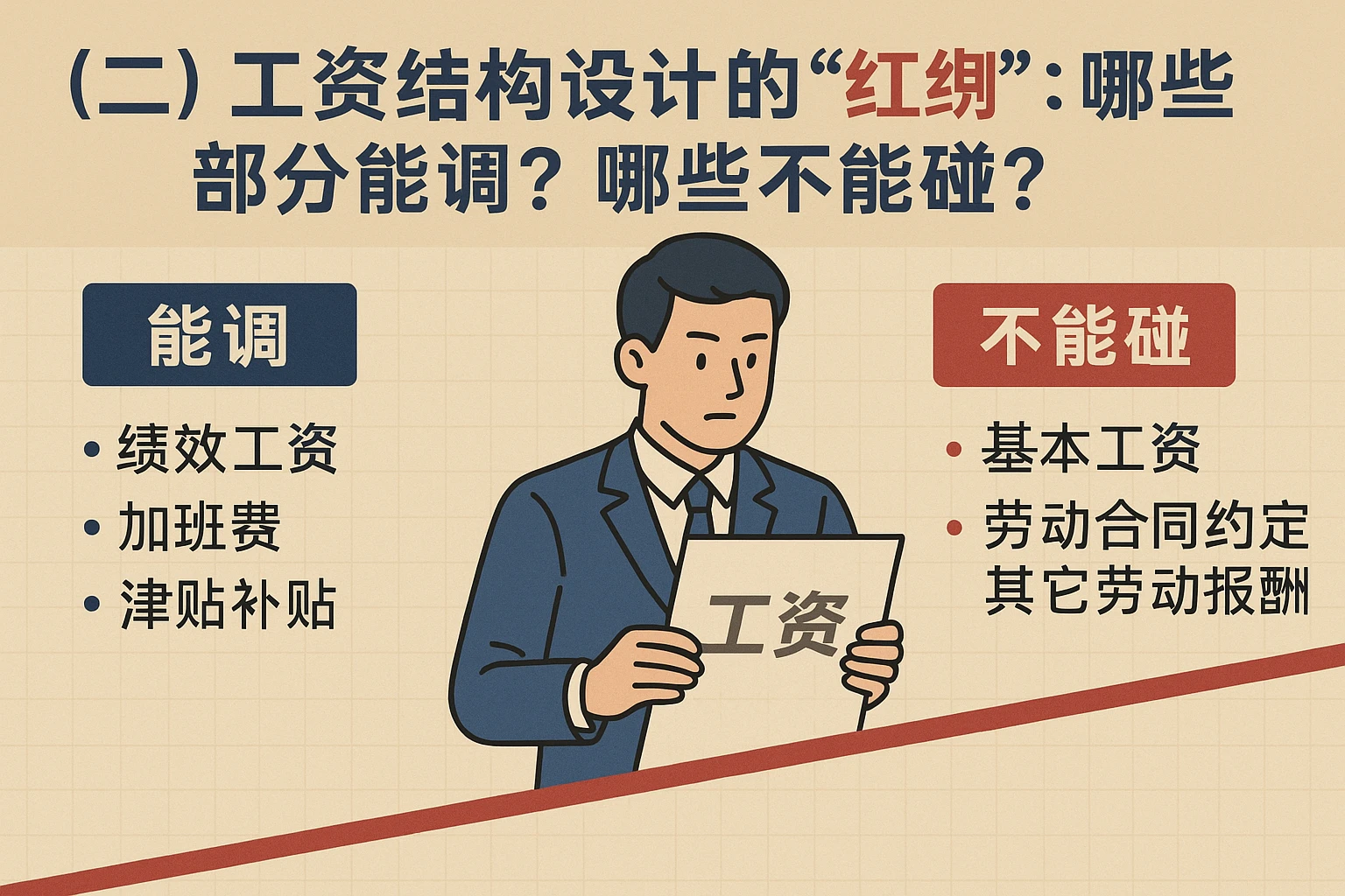 （二）工资结构设计的“红线”：哪些部分能调？哪些不能碰？