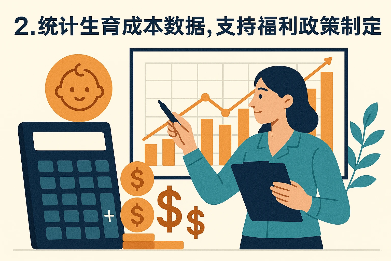 2. 统计生育成本数据，支持福利政策制定