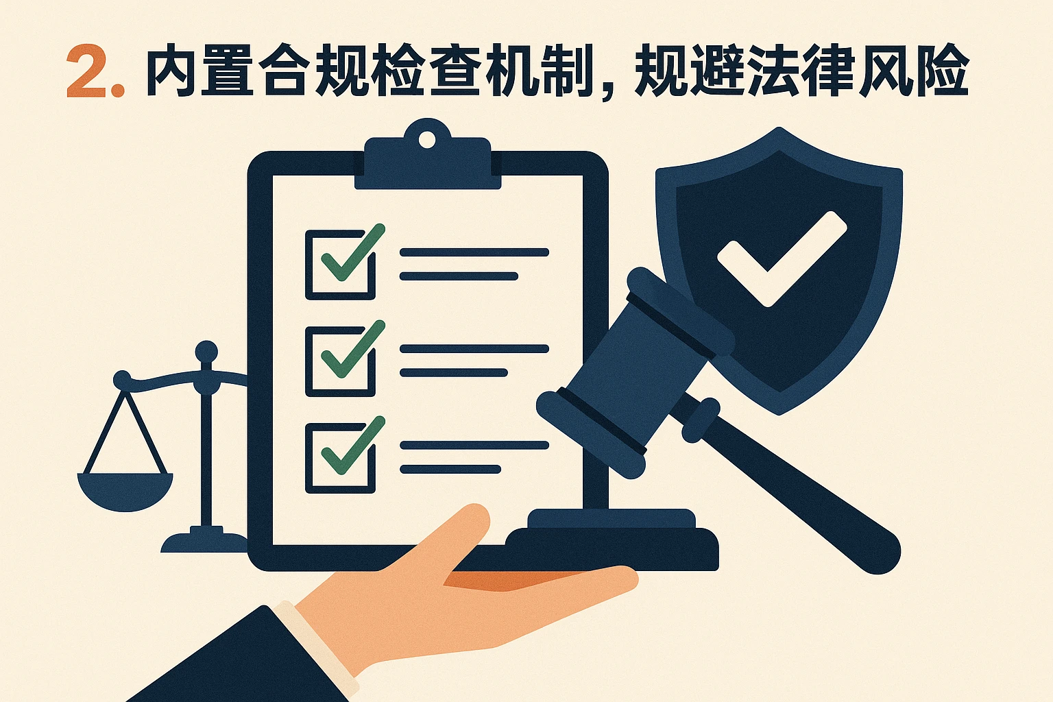 2. 内置合规检查机制，规避法律风险