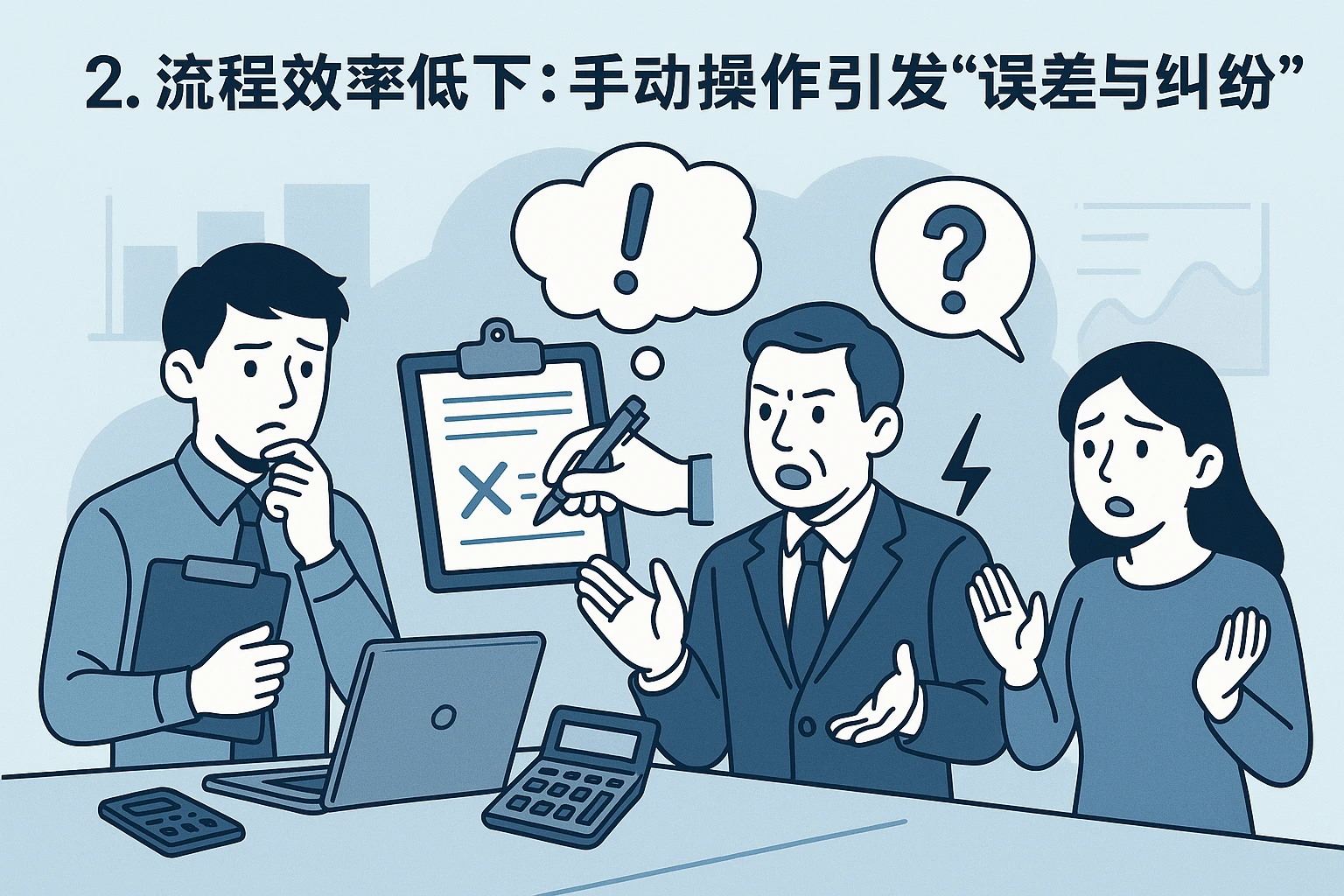 2. 流程效率低下：手动操作引发“误差与纠纷”