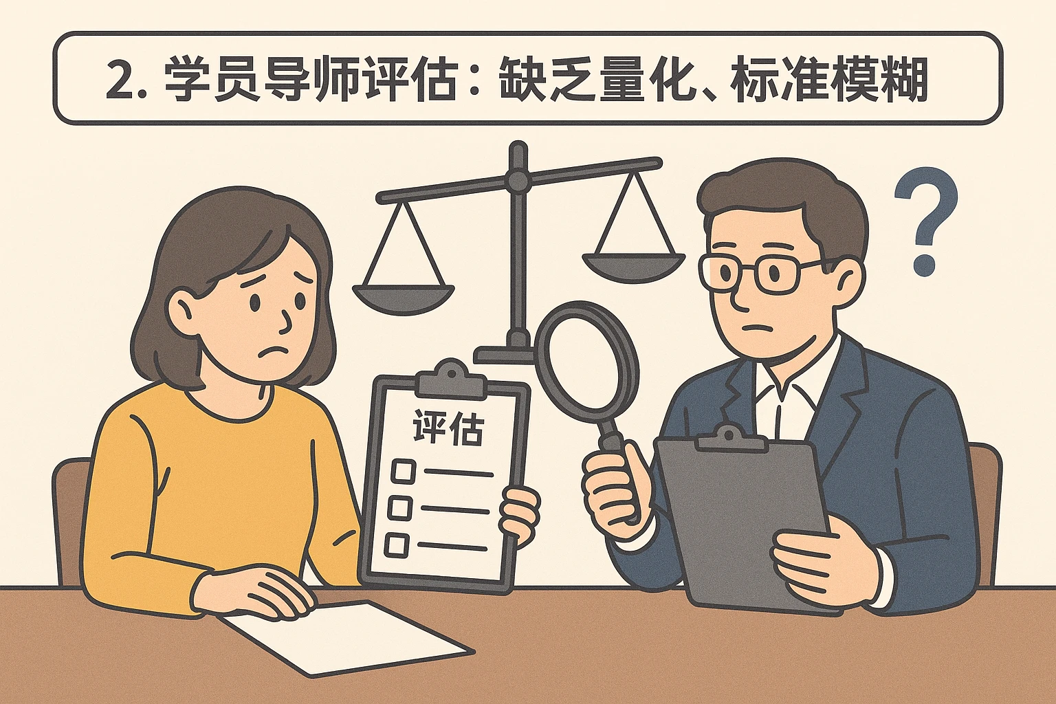 2. 学员导师评估：缺乏量化，标准模糊