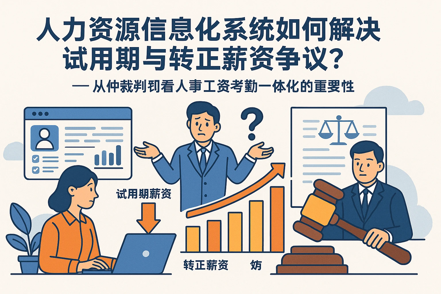 人力资源信息化系统如何解决试用期与转正薪资争议？——从仲裁判罚看人事工资考勤一体化的重要性