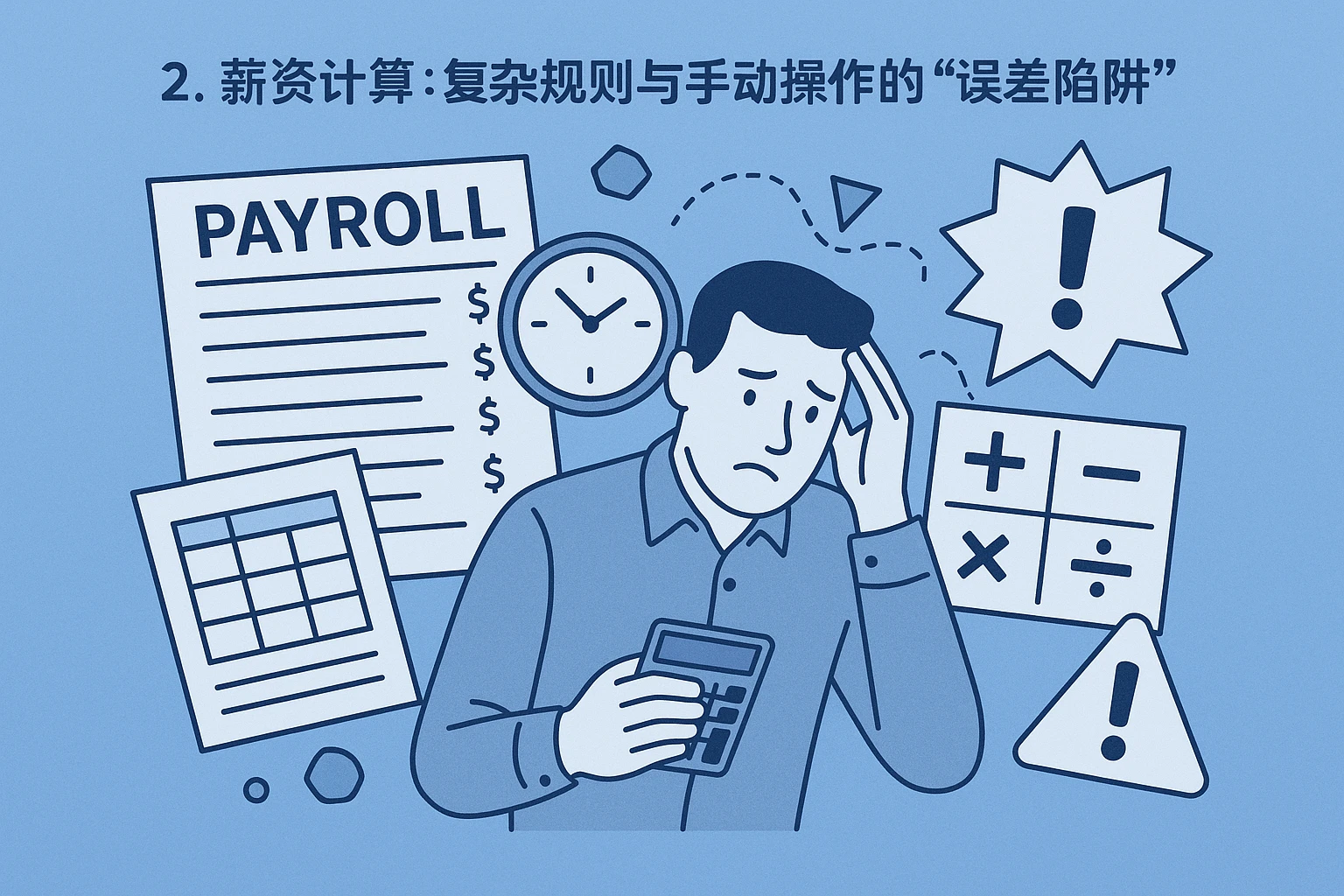 2. 薪资计算：复杂规则与手动操作的“误差陷阱”