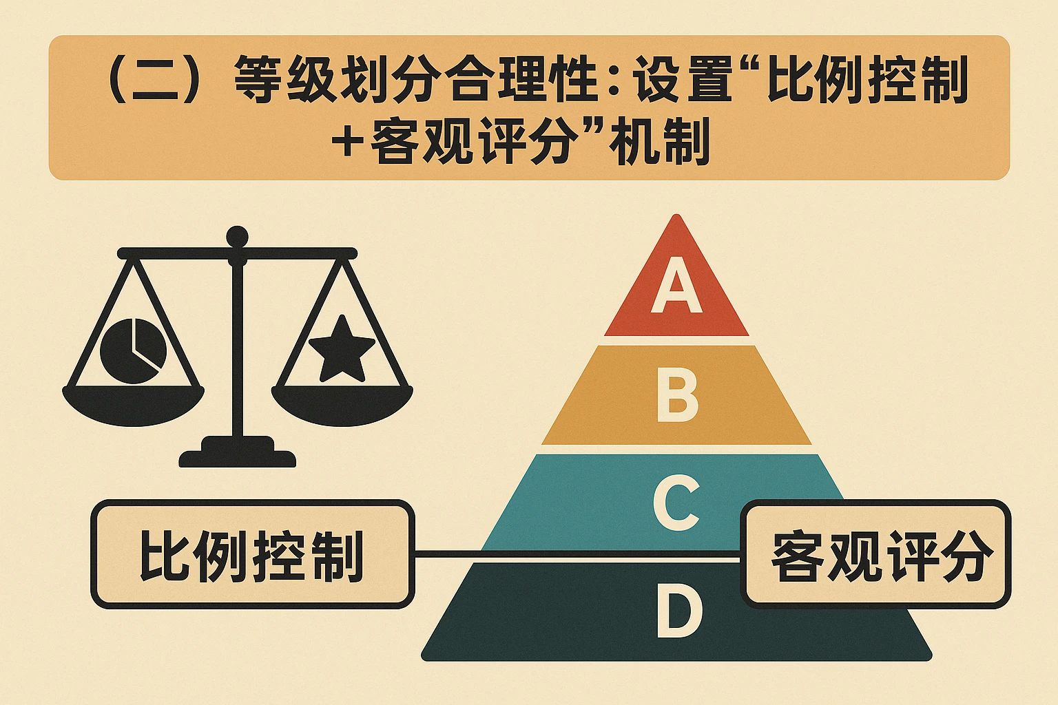 （二）等级划分合理性：设置“比例控制+客观评分”机制
