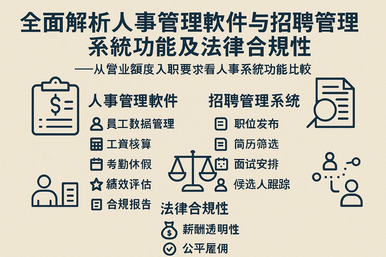 全面解析人事管理软件与招聘管理系统功能及法律合规性——从营业额度入职要求看人事系统功能比较