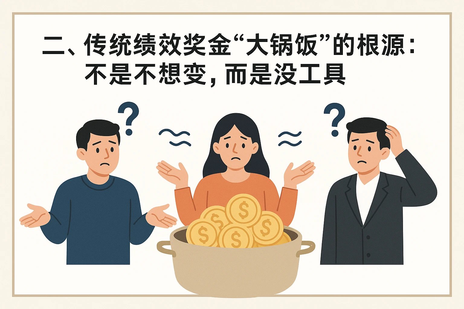 二、传统绩效奖金“大锅饭”的根源：不是不想变，而是没工具