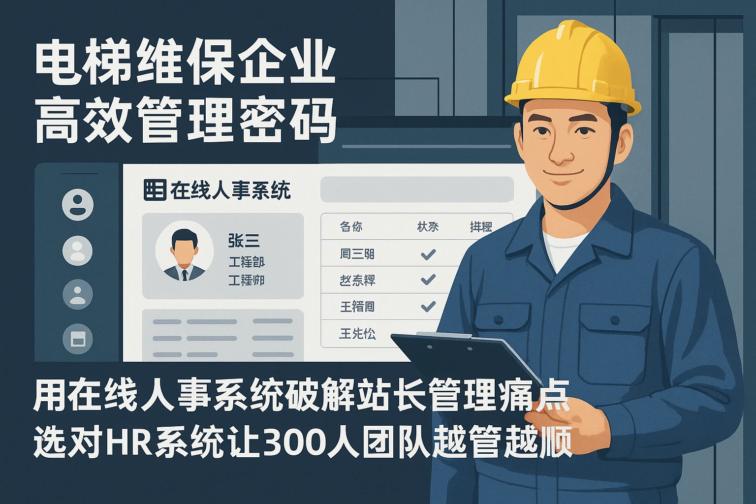 电梯维保企业高效管理密码：用在线人事系统破解站长管理痛点，选对HR系统让300人团队越管越顺