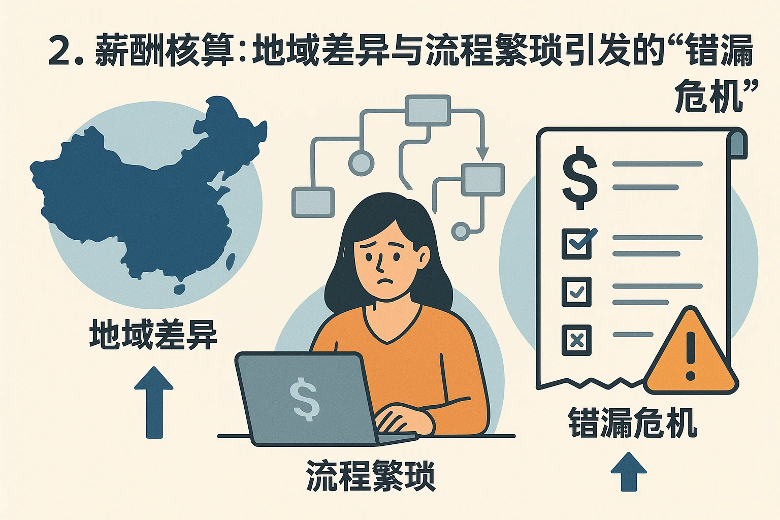 2. 薪酬核算：地域差异与流程繁琐引发的“错漏危机”