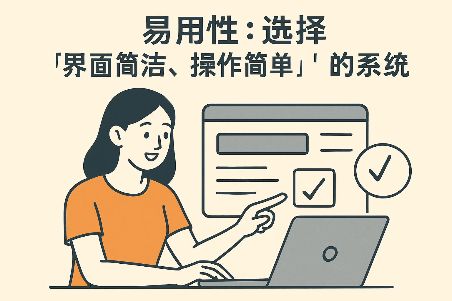 2. 易用性：选择“界面简洁、操作简单”的系统