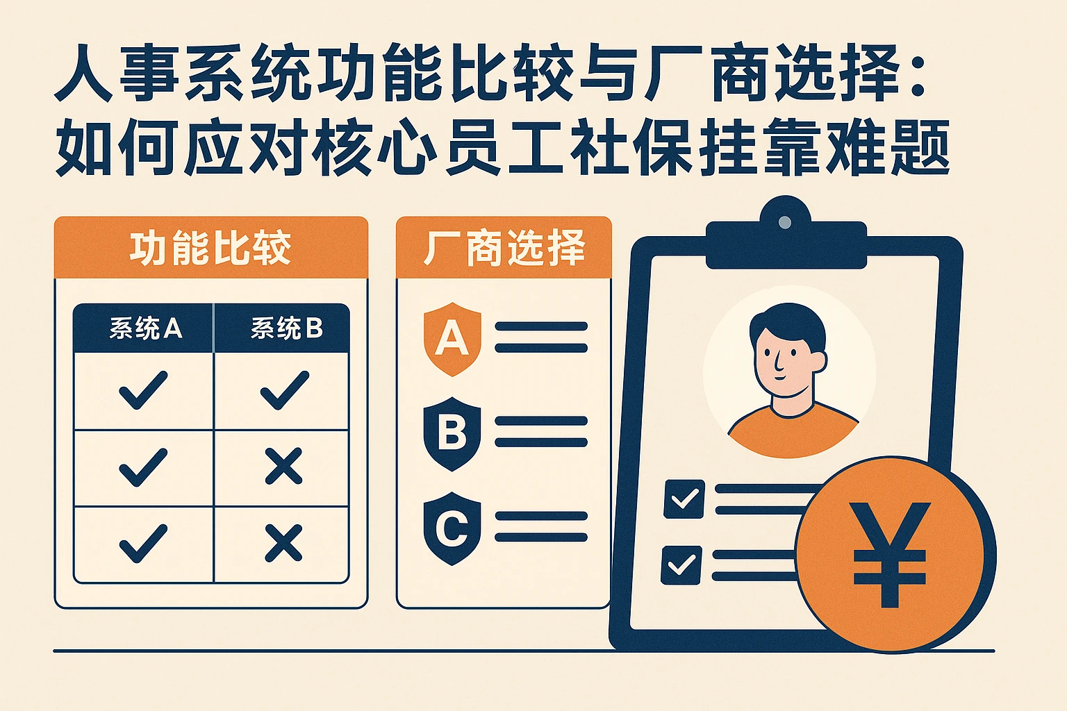 人事系统功能比较与厂商选择：如何应对核心员工社保挂靠难题