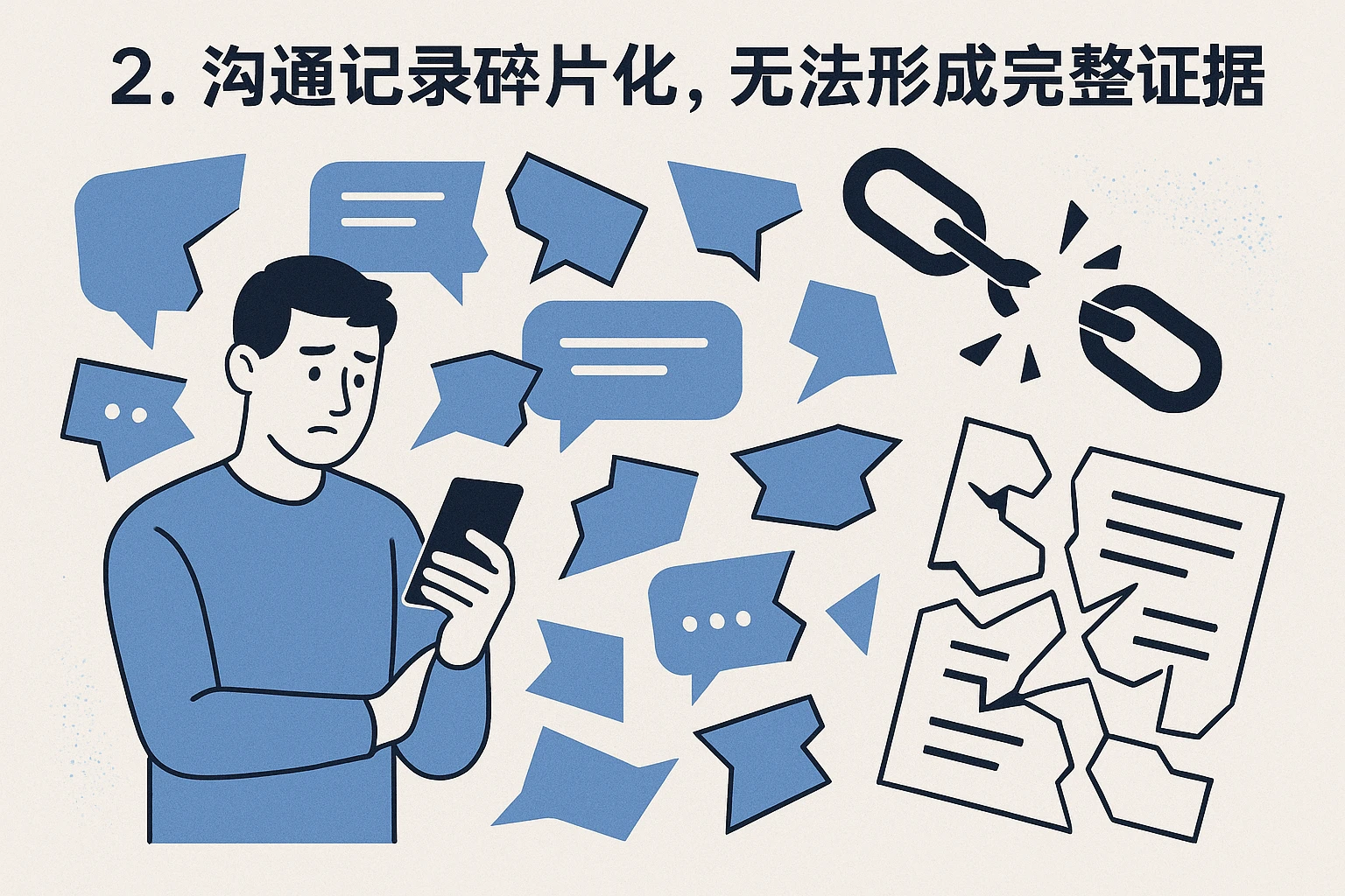 2. 沟通记录碎片化，无法形成完整证据链