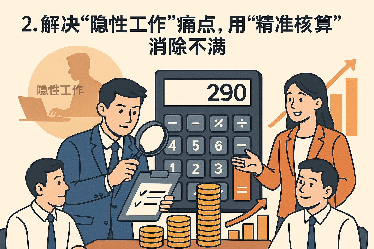 2. 解决“隐性工作”痛点，用“精准核算”消除不满