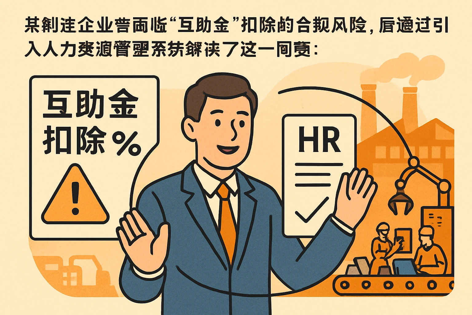 某制造企业曾面临“互助金”扣除的合规风险，后通过引入人力资源管理系统解决了这一问题：